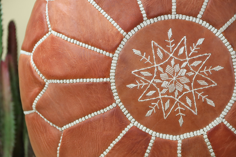 Natural Leather Ottoman Pouf