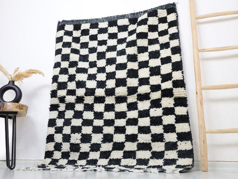 Idder Moroccan Checkered Rug 3'7" x 5'0"