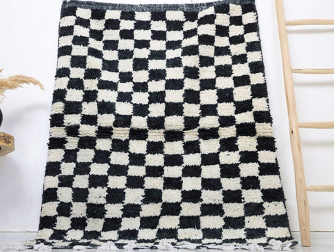 Idder Moroccan Checkered Rug 3'7" x 5'0"