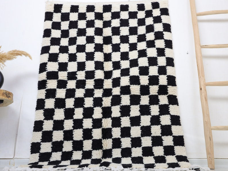 Ziri Moroccan Checkered Rug 3'4" x 4'9"