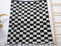 Idder Moroccan Checkered Rug 3'7" x 5'0"