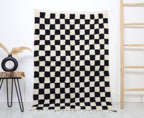 Ziri Moroccan Checkered Rug 3'4" x 4'9"